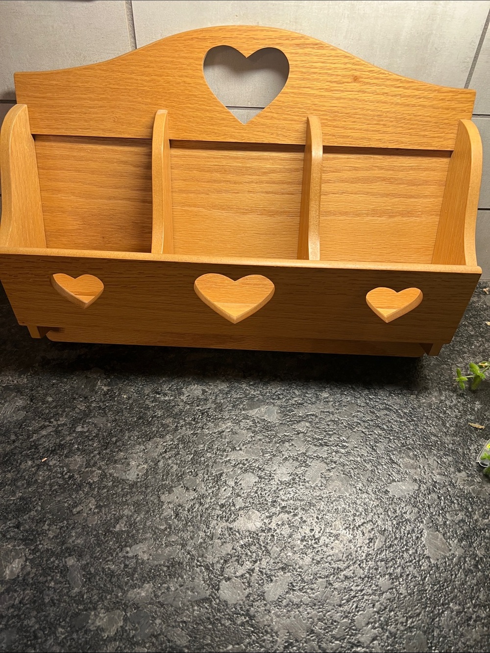 Wooden Heart Wall Organizer - Natural Oak Finish